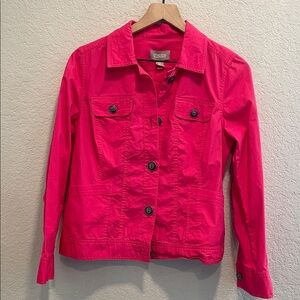 Chico's Pink Small Button Front Lightweight 100% Cotton Button Down Jacket